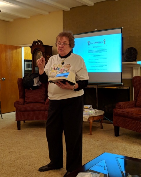 Barb Taylor presenting information on Kids Sight Program